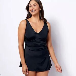 New Denim & Co Beach Black Swim Dress Sz 16